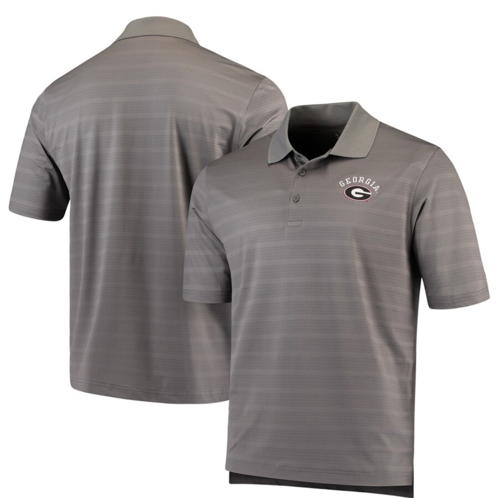 Men's Large Champion Gray Georgia Bulldogs Textured Polo Pullover Short‎ Sleeve